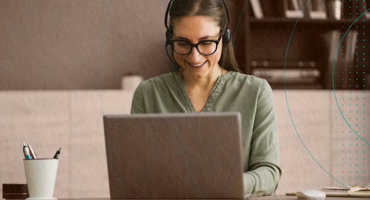 Virtual assistant working on computer